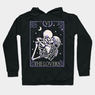 Vintage Halloween Skeleton Tarot Card The Lovers Goth Skull Hoodie